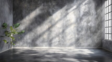 Minimalist Concrete Interior: Modern Design with Soft Natural Light and Elegant Decoration