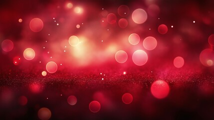 Abstract Red Bokeh Background with Festive Glow and Shimmery Lights - Perfect for Holiday Celebration