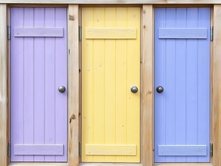 Colorful Doors in a Row, Exterior, Wooden, Background