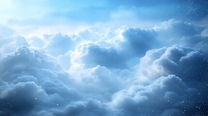 Blue Sky Horizon: Nature's Scenic Pristine Sky with Fluffy and Storm Clouds Elevating the Aerial View