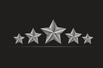 Obraz premium 5 silver stars rating on black background. Vector design.