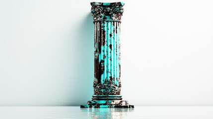 Weathered Teal Column   Architectural Detail  Minimalist Design  High Resolution Image