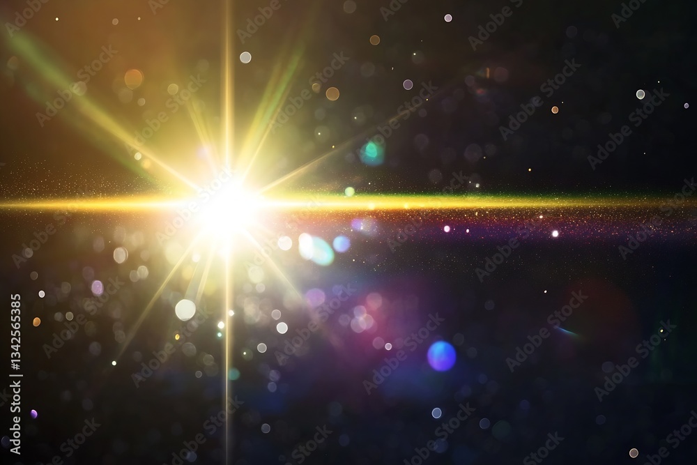 Aufkleber A glorious light spark shining against a dark backdrop creating a magical atmosphere filled with flecks of color : Generative AI
