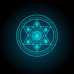 The magic ring has a spell directed. Vigorous and Powerful Black Background As Vector Illustration.