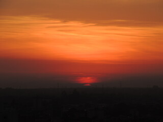 sunset over the city