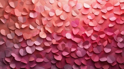 Obraz premium A vibrant tapestry woven from delicate pink paper hearts, arranged in a whimsical pattern, symbolizing love and adoration.