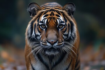 Majestic Tiger Stands Proud in Golden Grasslands During Twilight Hours, Showcasing Strength and Beauty in Its Natural Habitat