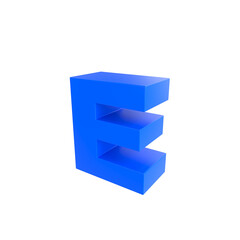 A bright blue 3D letter "E" with a polished surface, featured on a transparent background, ideal for cool graphic projects.