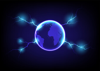 Abstract background with futuristic voltage lightning