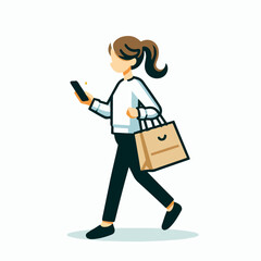 vector illustration of people carrying shopping bags