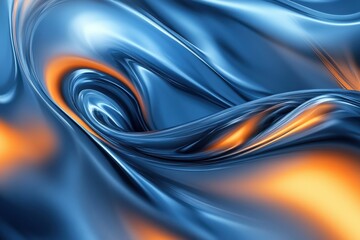 Naklejka premium Blue and orange abstract artwork with flowing glossy shapes