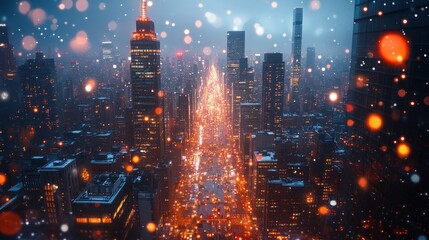 Snowy New York City at Night: A Winter Wonderland