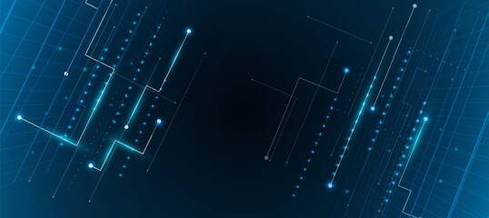 The cyber digital background and futuristic technology innovation event poster