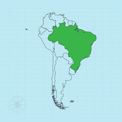 south american continent Vector illustration of flag map