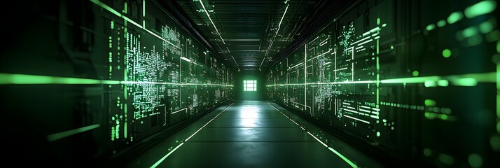 Fototapeta premium A image depicting a high speed digital tunnel filled with glowing lines and motion blur creating a sense of technological innovation and energy