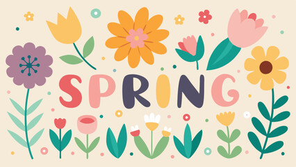 spring card with floral patterns vector file
