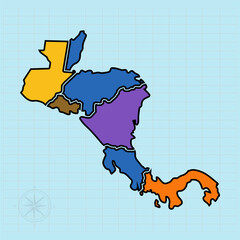 central american continent Vector illustration of map