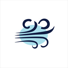 Wind blue icon logo with vector illustration