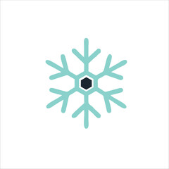 Blue snow icon logo with vector illustration