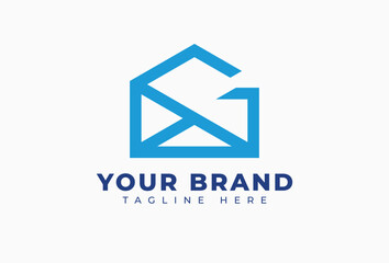 Naklejka premium Initial Letter G with Mail Envelope Logo Design Element