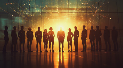 abstract professional business team people innovation connection of line from nail node to node on Smart Innovation city with connection cyber security network reciprocity , networking concept

