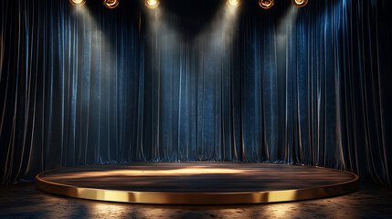 Luxurious Vintage Theater Stage with Velvet Curtains and Golden Decor