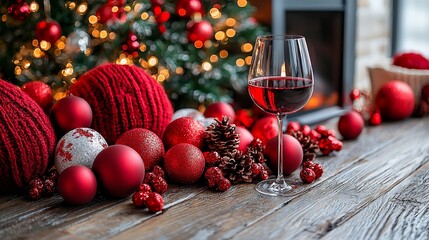 Red Wine Christmas Decorations Festive Holiday Season
