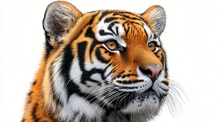 Obraz premium Tiger Portrait Against White Background