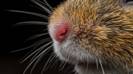 Close-Up View of a Small Animal Nose and Whiskers in Detail