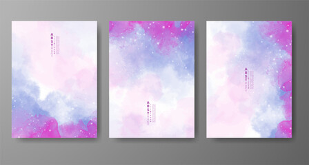 Set of creative hand painted abstract watercolor background. Design for your cover, date, postcard, banner, logo.