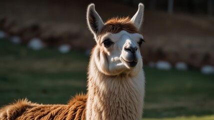 Obraz premium Close-up of a llama in a field