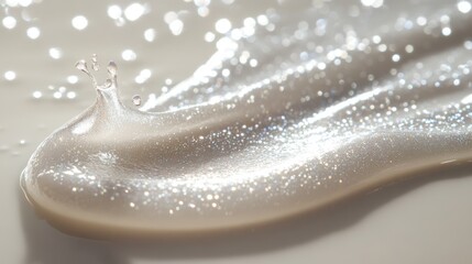 A smooth and translucent gel, exhibiting a delicate sheen and a hint of pearlescent shimmer.