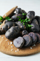 Concept of unusual vegetable - purple potato vegetable