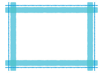 クレヨンタッチの二重線交差フレーム/ブルー