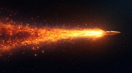 Fiery bullet flight through space