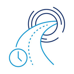 Time Travel icon – Clock with Moving Arrows Representing the Concept of Time Manipulation and Exploration in Future Technologies