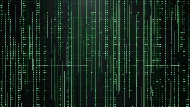 Flowing Green Binary Code Data Stream Animation Background in 4K.