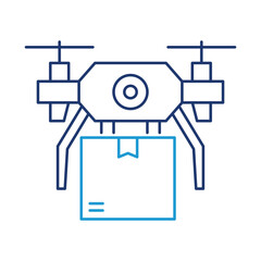 Autonomous Drone Vector Icon – Drone with Package Representing Delivery Systems, Remote Technology, and Autonomous Drone Solutions