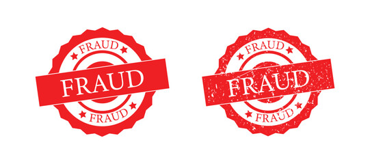 Red Grunge Fraud Rubber Stamps Sign Vector. Fraud stamp, fraud grunge sign, Fraud text written on red stamp