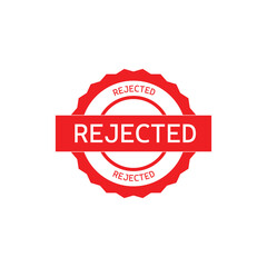 Rejected stamp. red rounded rejected rubber seal stamp on white background.
