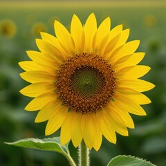 Obraz premium Vibrant Sunflower Blooming in a Sunny Field, Perfect for Nature and Gardening Enthusiasts.