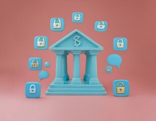 Fototapeta premium Financial inclusion, economy and technology : 3D icon of Virtual bank, AI-powered financial assistant, modern economy.
