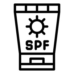 Sunscreen tube outline icon for skin protection at water parks