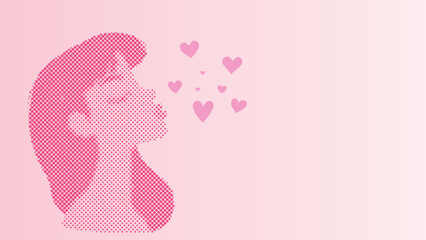Dot shape of a woman giving a kiss in the air