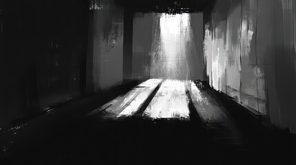 Obraz premium Abstract Dark Interior with Striking Light and Shadows Effect