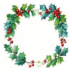 Fototapeta premium an AI Image Generator, Festive Garland with Holly, Pine Branches, Berries,