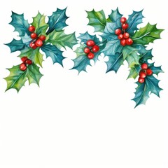 Naklejka premium an AI Image Generator, Festive Garland with Holly, Pine Branches, Berries,