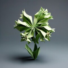an AI Image Generator, Intricate Origami Flower Arrangement on a Minimalistic Gradient