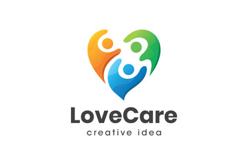 Creative Love and People Care Logo Design Template
