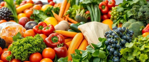 A vibrant rainbow of fresh produce, bursting with color and health,  red, produce